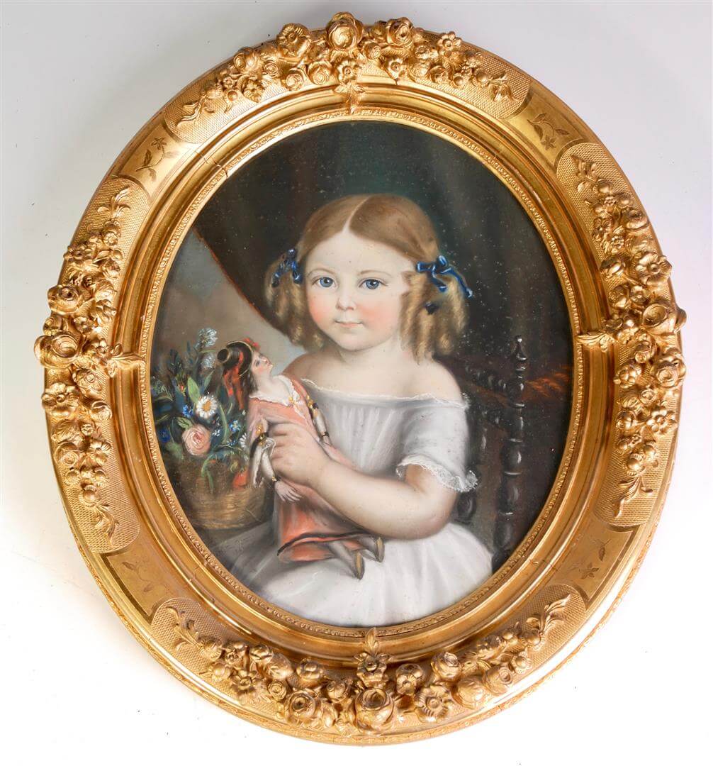 ÉCOLE DU MILIEU DU XIXe SIÈCLE - Portrait de petite fille, 1847 - Pastel
