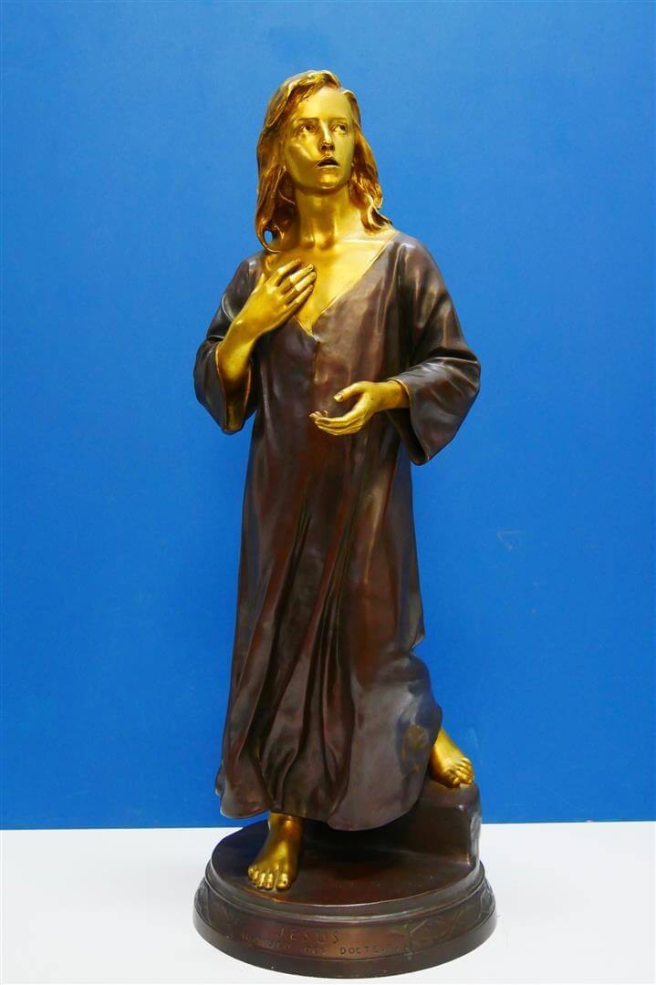 Raoul François LARCHE - Jésus au milieu des docteurs - Sculpture en bronze à patine brune et dorée