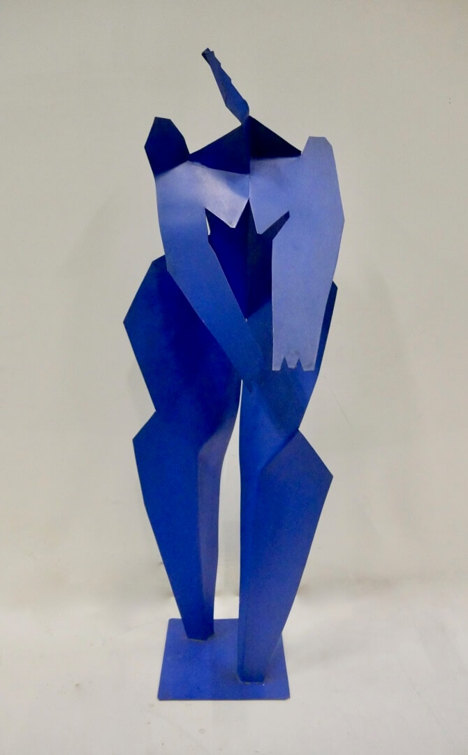 Jean-Paul MOSCOVINO - Esclave sparte 5 - Sculpture en métal laqué bleu
