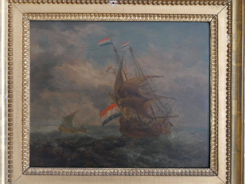 ECOLE HOLLANDAISE DU XVIIIe SIECLE - Suiveur de Jean PORCELLIS - Marine par temps calme - Huile sur panneau