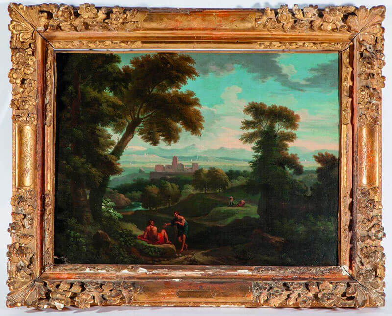 Jan-Frans VAN BLOEMEN - 1662-1740 - Paysage animé d'une conversation - Huile sur toile